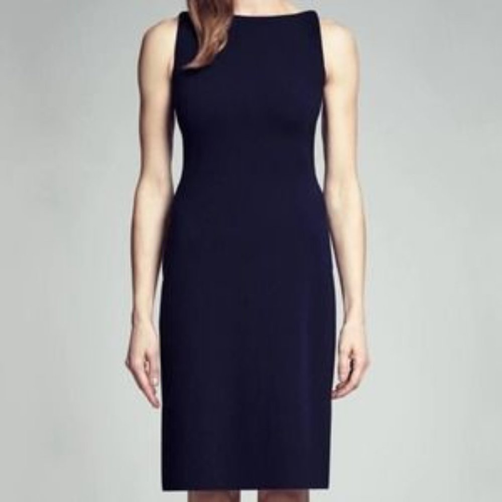 MM Lafleur Navy Sleeveless Sheath Dress